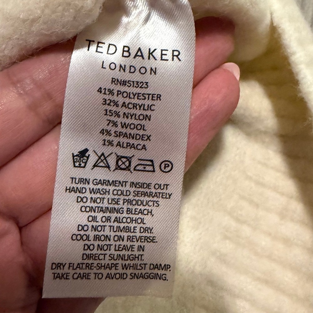 NWT Ted Baker London Floral Embroidered Wool Alpaca Blend Cream Sweater Women M - Picture 9 of 12